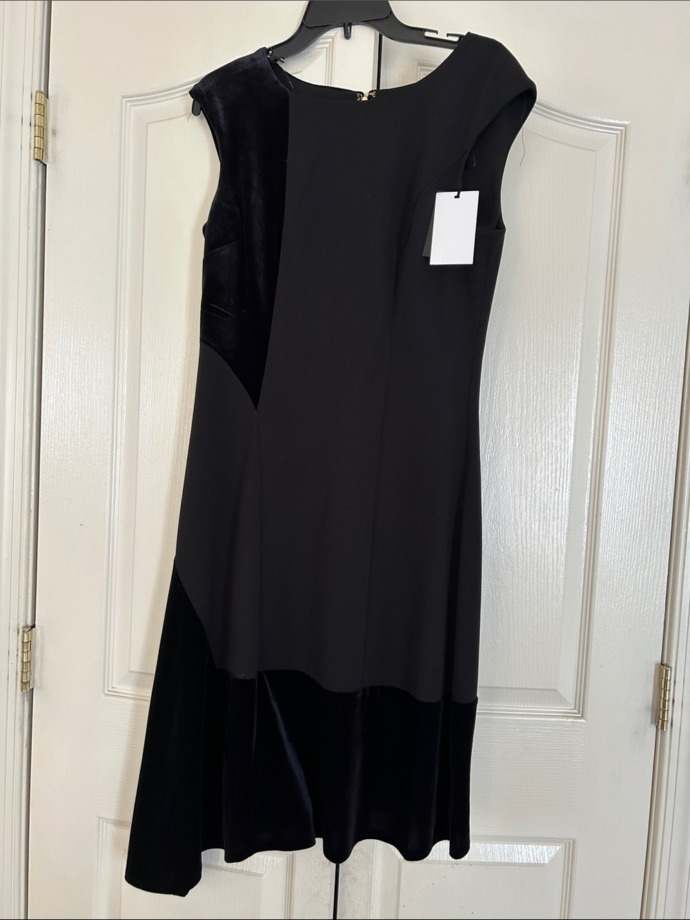 DKNY Black Velvet-Panel Midi Dress
